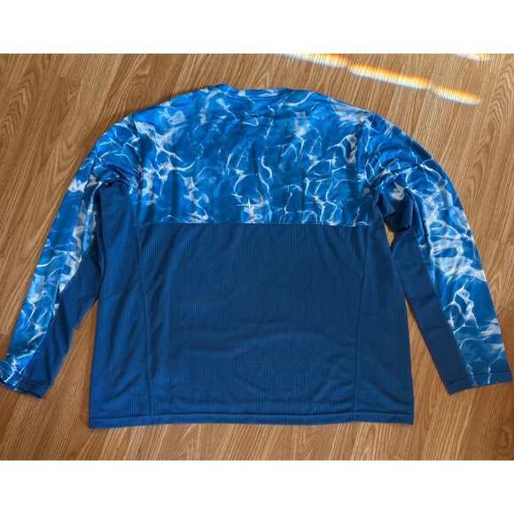 Habit Fishing Shirt Mens Blue Waves Long Sleeve Shirt XL Polyester Spandex - Picture 2 of 6